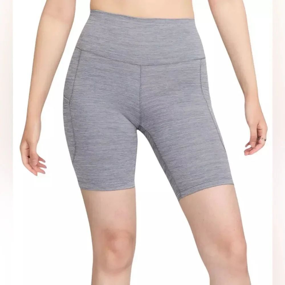 Nike Women's One High-Waisted 8" Biker Shorts W/ Pockets NEW XXS Smoke Grey/Htr